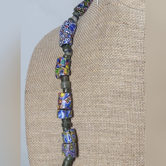 Antique - Vintage Venetian Cane Millefiori Murano Old World Trade Bead Necklace - Picture 6 of 12